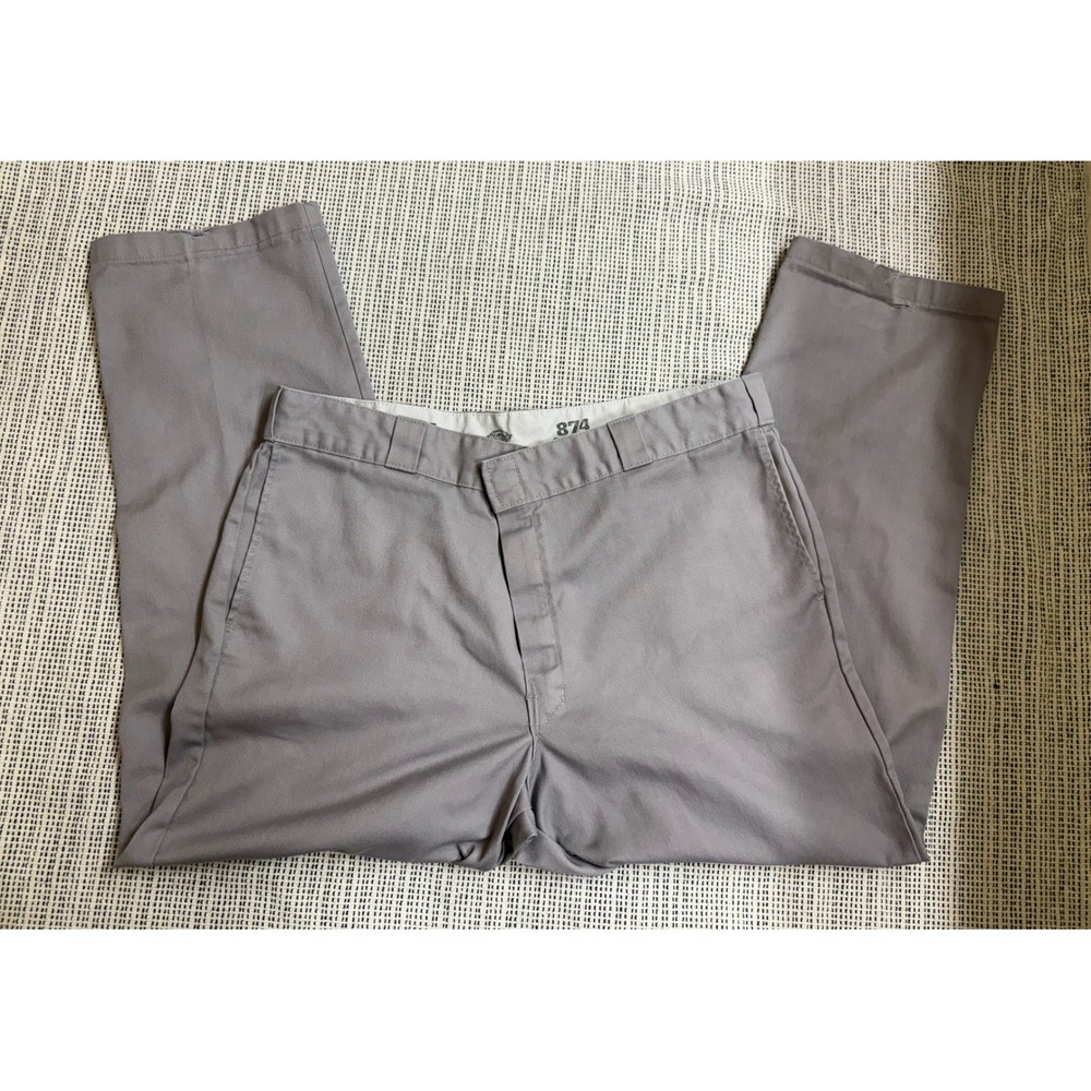 Dickies 874 Original Fit Grey Work Pants Mens 37x27 Straight Leg Trousers